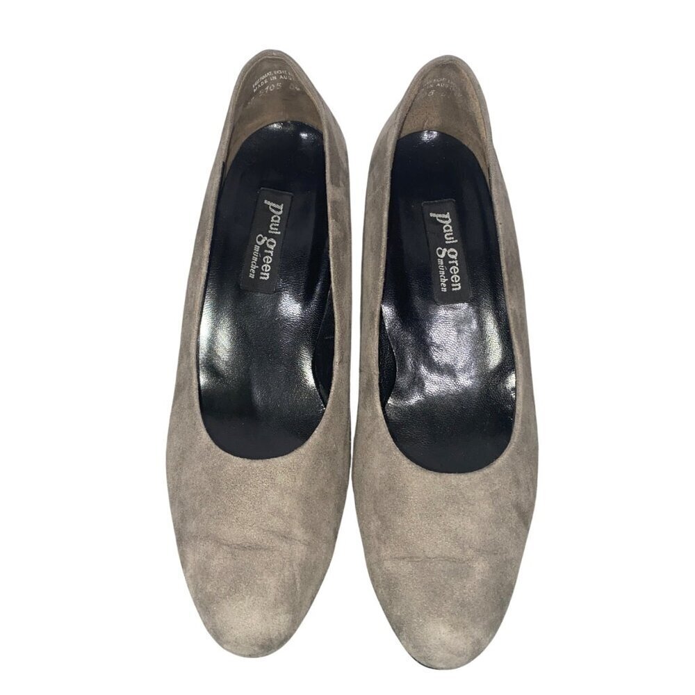 Paul Green Taupe Suede leather Womens Pumps Size US 7.5 With Block Heel PG 5